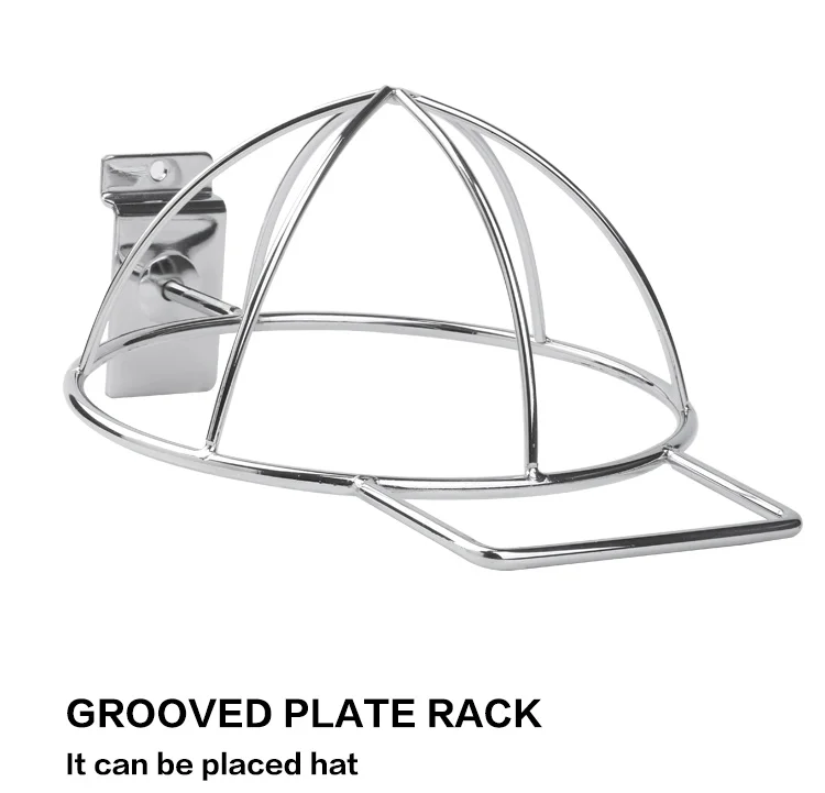 Metal Wire Chrome Plating Slatwall Hook Baseball Cap Hat Rack For