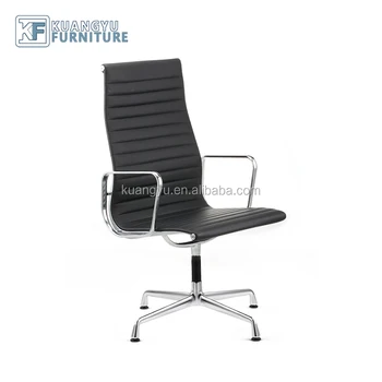 High Back Ribbed Leather Chair Non Swivel Office Chair High Back
