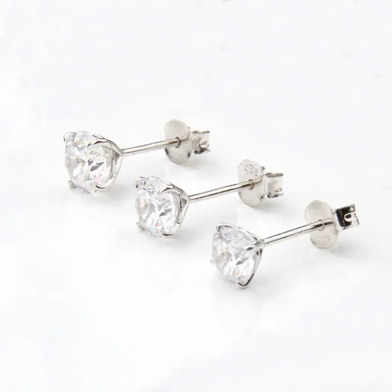 

Wholesale Fashionable Korean Small Cubic Zirconia Diamond Crystal 925 Sterling Silver Stud Earring For Women, Silver;rose gold;gold or customized.