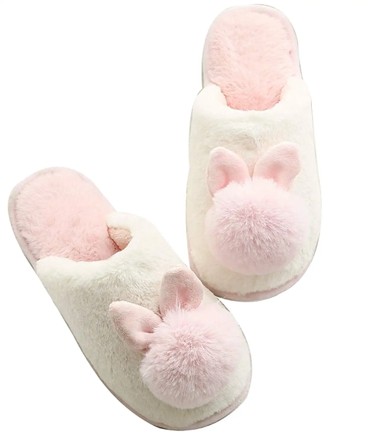 pink fluffy bunny slippers