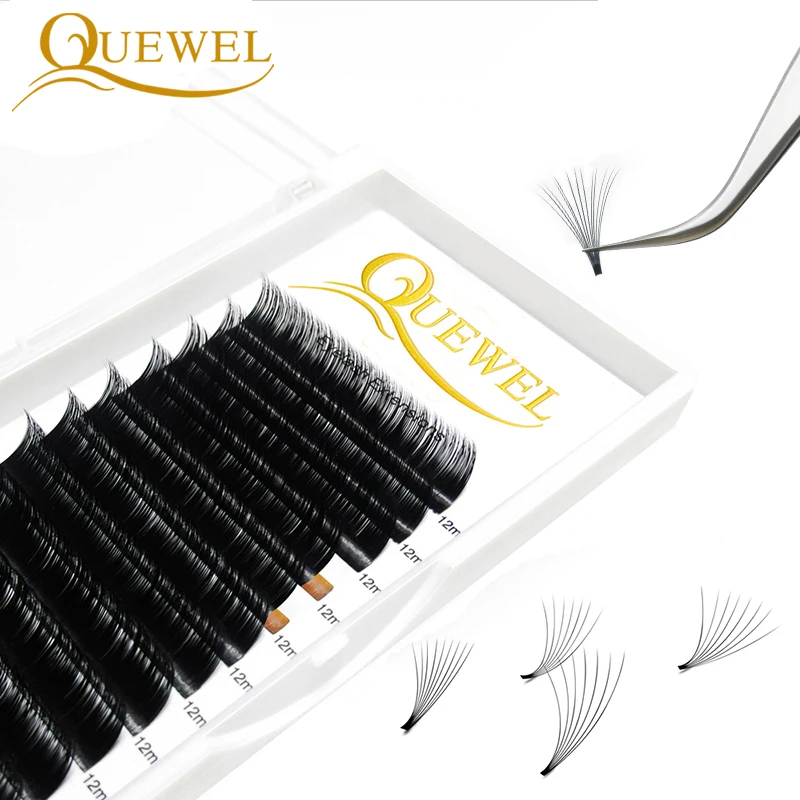 

Quewel Eyelashes Grafting One Second Blooming Flower, Eyelash Volume Extensions, Auto fan individual lashes private label, Natural black