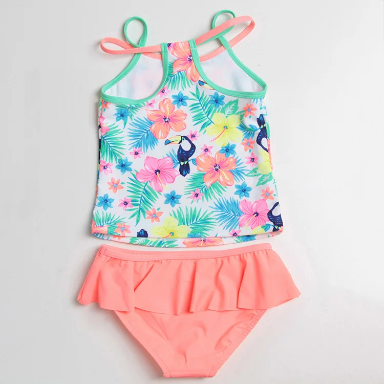 Custom Cute Floral Two Piece Kids Girl Swimsuit Set - Buy ...