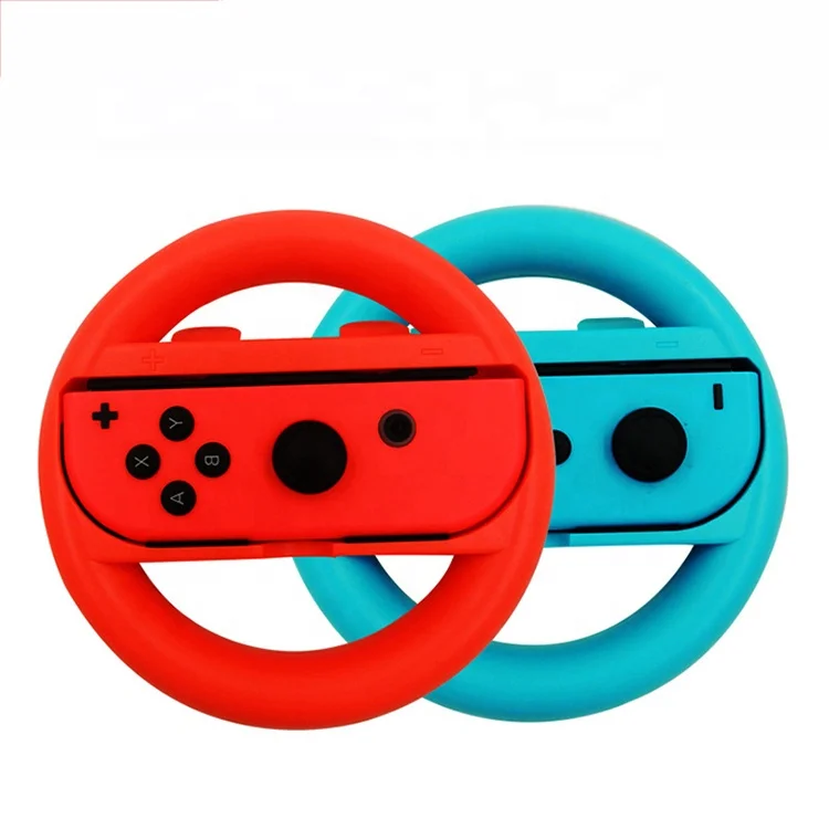 

Joy-Con Controller Handle Grips Racing Steering Wheel For Nintendo Switch, Blue & red