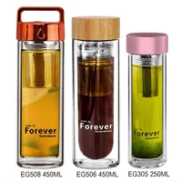 

Detox glass material empty water bottle with bamboo lid