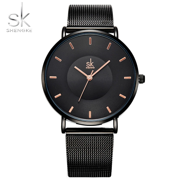

SK K0059 Shengke Fashion Black Women Watches 2017 High Quality Ultra thin Quartz Watch Woman Elegant Dress Ladies Watch
