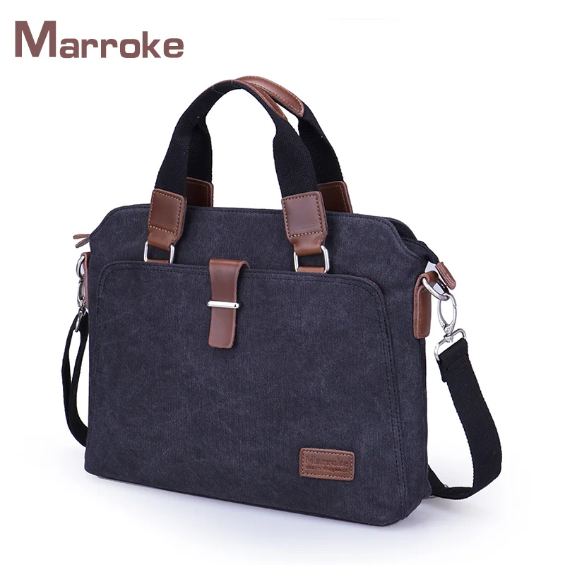 

Marroke High Quality Wholesale Business Shoulder Canvas Men's Briefcase Laptop Bag, Black/brown/dark blue