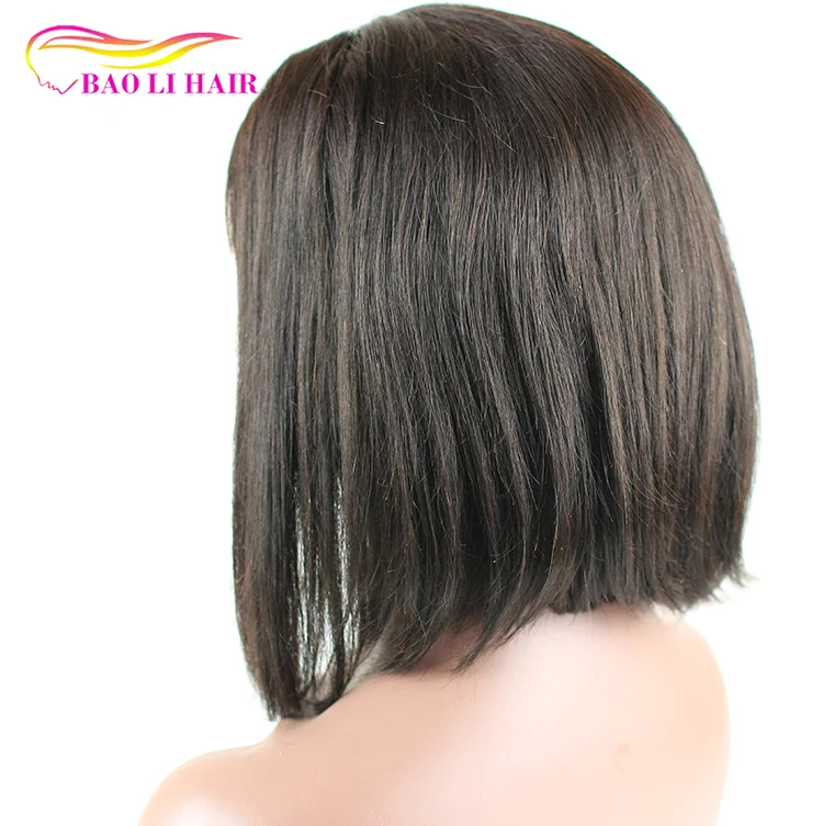 

Baoli hair 200% density Peruvian natural virgin human hair side part bob lace front wig with baby hair for African American, N/a