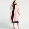 long style turn-down collar ladies pink wool coat outwear lamb sheep mongolian fur coat / shearling coat women