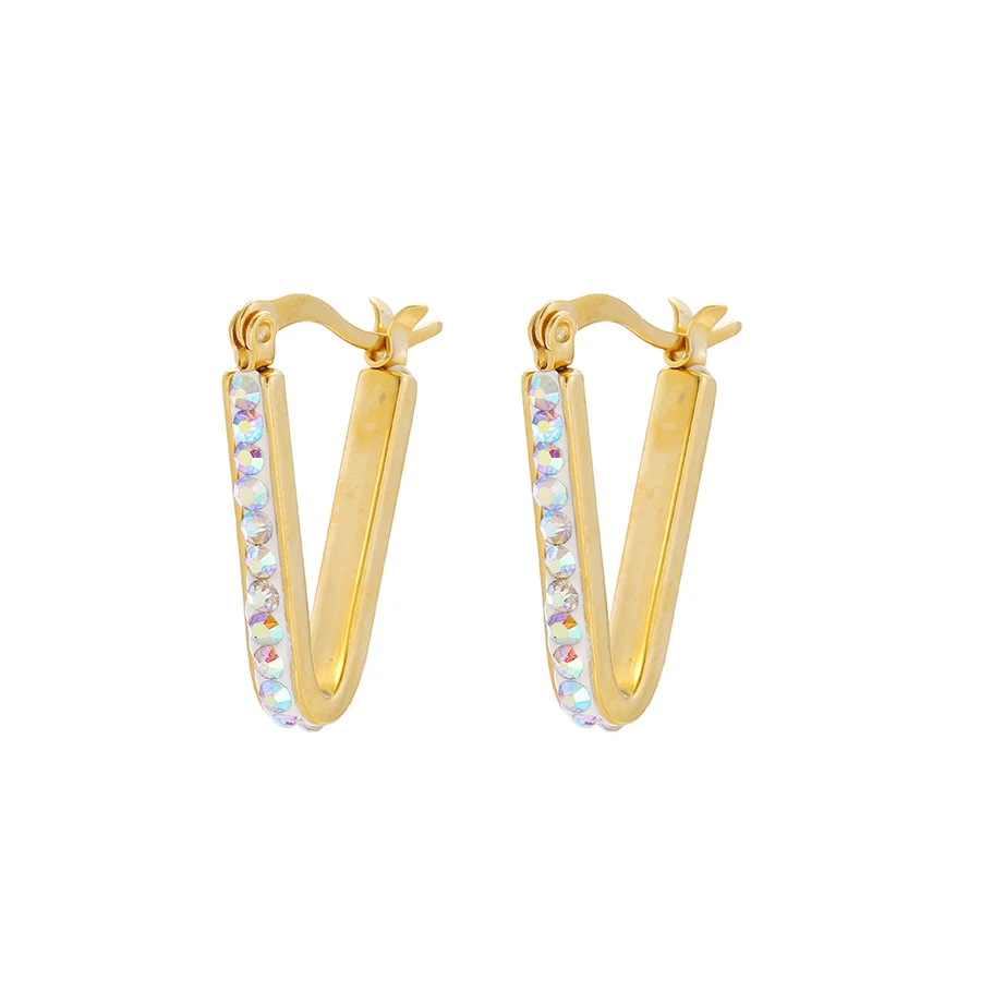 

E-593 Xuping manufacturer charming hoop shaped unique earrings with 24k gold plated setting rhinestone