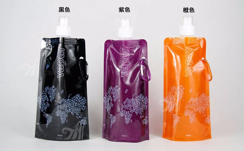 plastic 500 ml foldable water bottle , drinking water bag