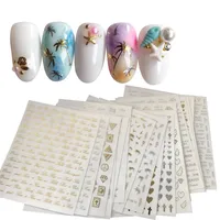 

3D Gilding Gold Silver Coconut Tree Waterproof Nail Art Stickers