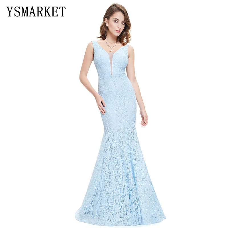 

Formal Dresses Gowns Women's Elegant Vintage V-neck Sleeveless Evening Mermaid Dress Sexy Lace Floral Maxi Party Dresses, N/a