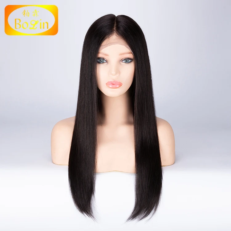 

Brazilian Natural Black Silky Straight Preplucked Natural Hair Line Affordable Price Human Hair Full Lace Wig