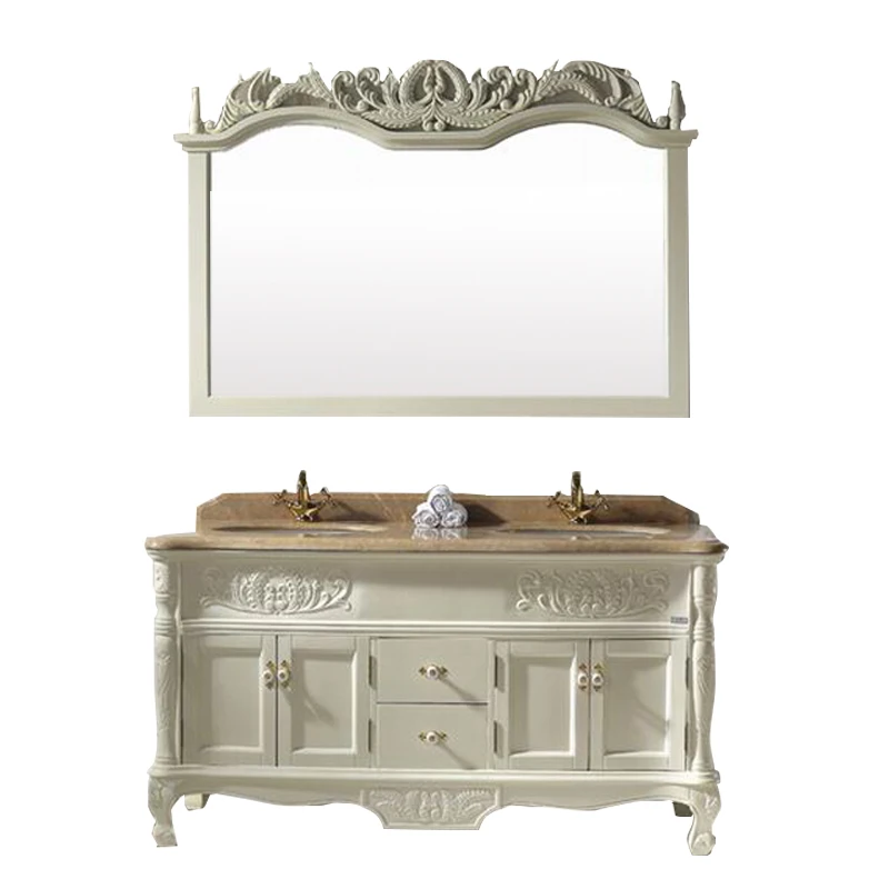 Floor Standing Mirrored Bathroom Cabinet Marble Top Cabinet