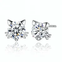

Switzerland Jewelry Diamond Cat Elf Stud Earrings 925 Sterling Silver Jewelry 6 * 6 MM Cat Stud Earring