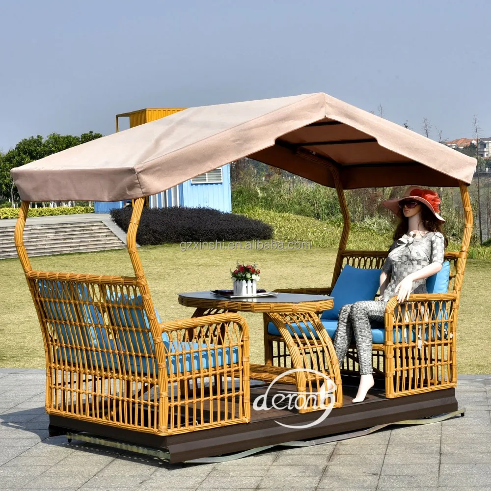 Nuevo diseño de mimbre al aire libre 4 asientos columpios silla con