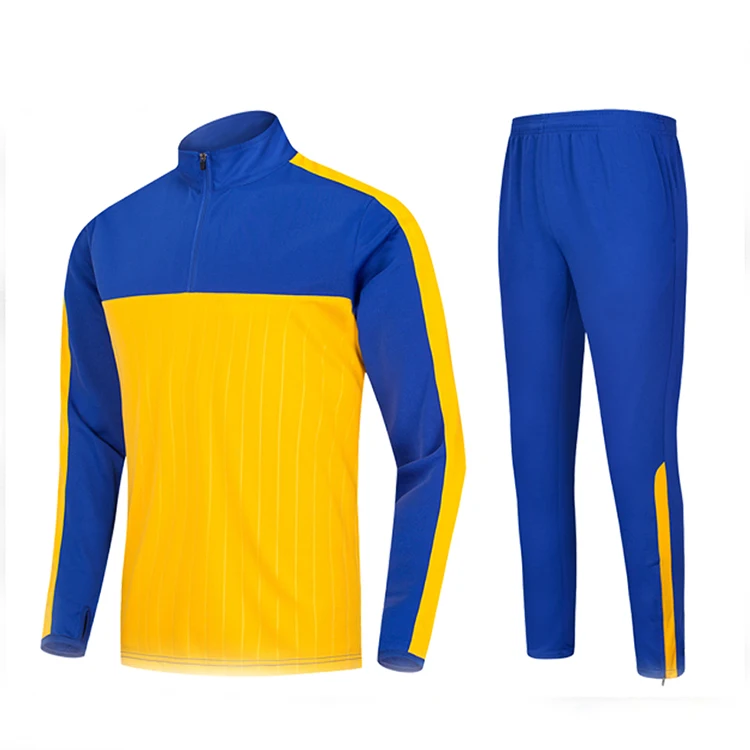blue and yellow sweatsuit