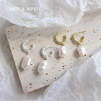 

925 silver Baroque freshwater pearl twist earrings