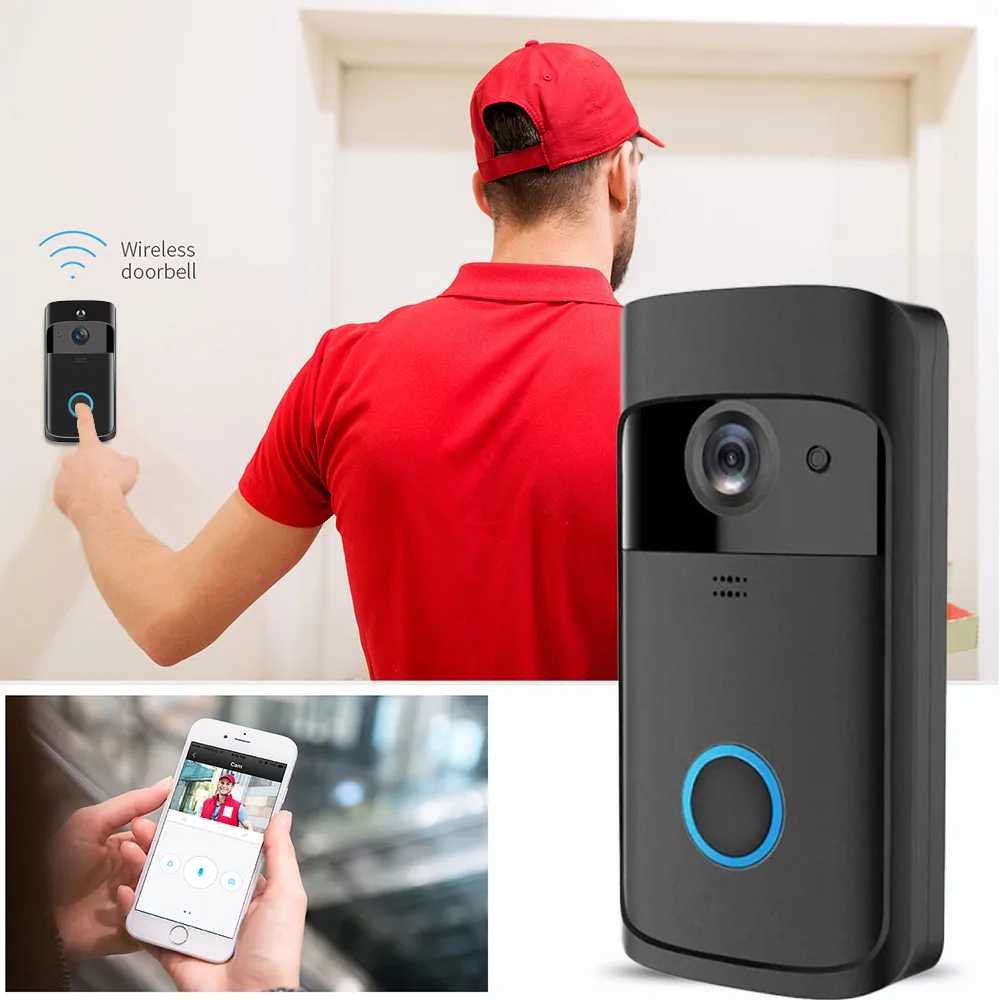 2019 Christmas new product wifi smart doorbell camera 1280*720 with 6pcs night light led have PIR M4 wifi doorbell