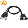 USB 2.0 Panel Mount Cable Dual USB 2.0 Male to Female Extension Cable 50cm with Screw Panel Mount Holes