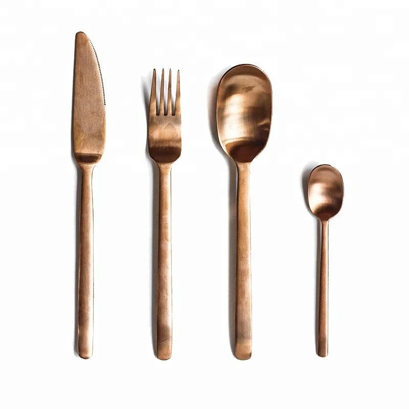 

stainless steel black matte gold rose gold cutlery, Silver/gold/rose gold/black