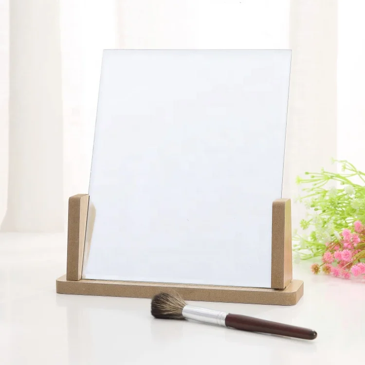 

Wood Frame Material Antique Wood Custom Table Desktop Mirror, Pink/blue/white