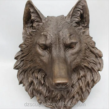 Cast Bronze Wolf Animal Head Sculpture For Wall Decoration Buy