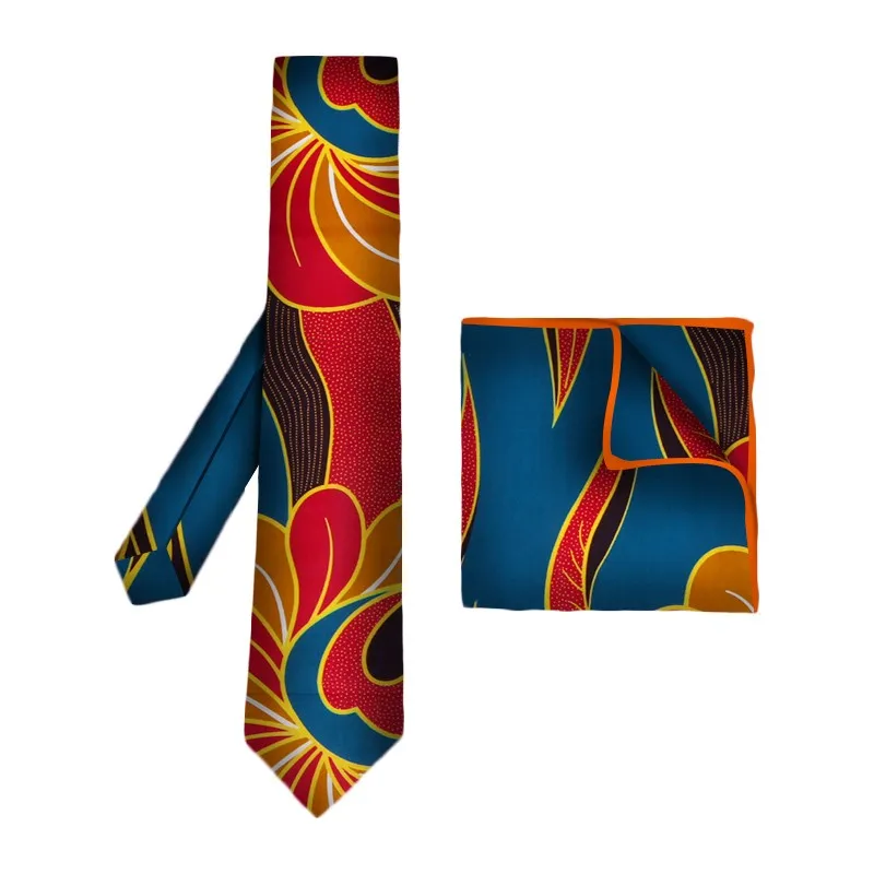 2018 African Print Tie+handkerchief Men Bohemia African 100 Cotton