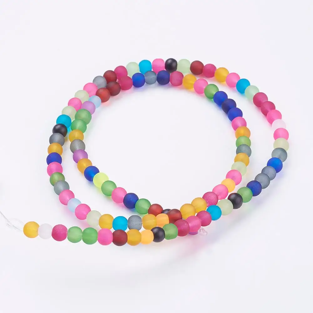 

Pandahall 4mm Loose Frosted Bulk Ball Glass Fruit Beads