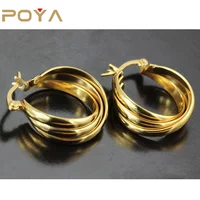 

POYA Jewelry Stainless Steel Three - Layer Plated Gold Snti-Allergic Earring Jewelry