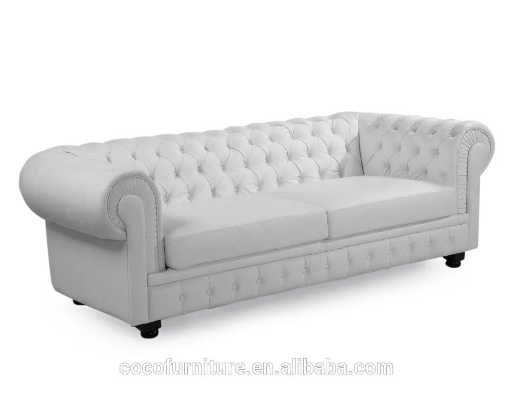 Divani Casa Sir William Genuine Cognac Leather Sofa Button Tuftied