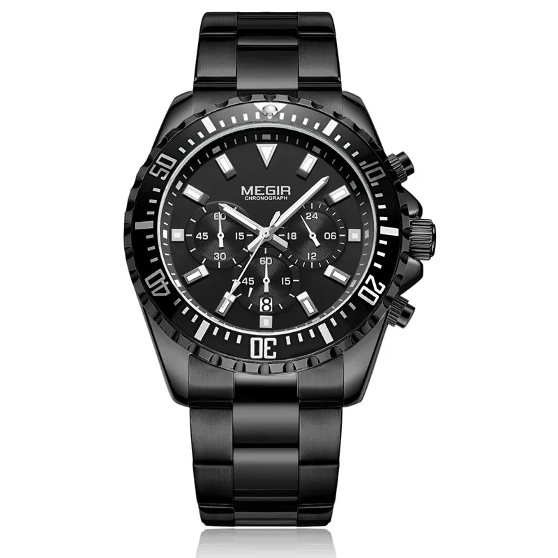 

MEGIR 2064 Men Quartz Watches Fashion Business Style Stainless Steel Wristwatches For Men, 3 colors for you choose