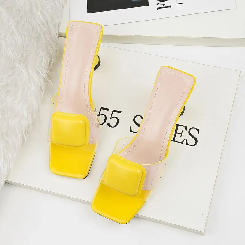 

Euro American sexy open toe sandals transparent thin high heeled slippers for casual wear