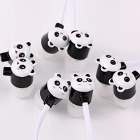 

New products cartoon earbuds panda earphone with storage bag