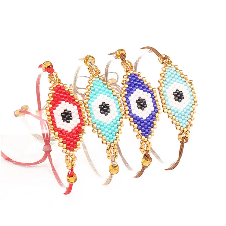 

BG1007 Delicate Handmade Miyuki Seed Beaded Evil Evileye Eye Woven Charm Bracelet for Women