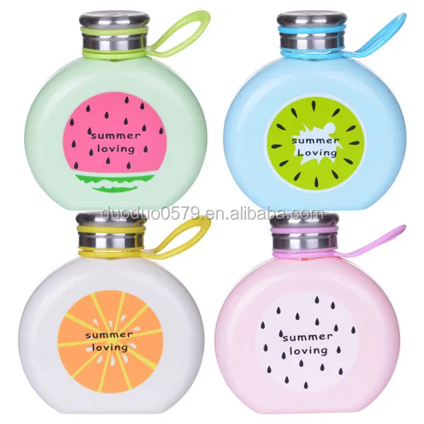 

KA020 Convenient to Carry Travel cartoon Glass Drinking Water Bottle with silicone pouch