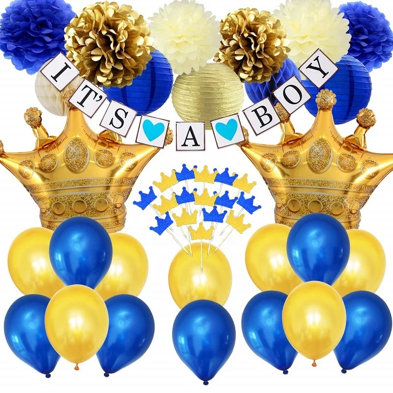 Navy Blue Baby Shower Decorations Royal Prince Baby Shower For Boy