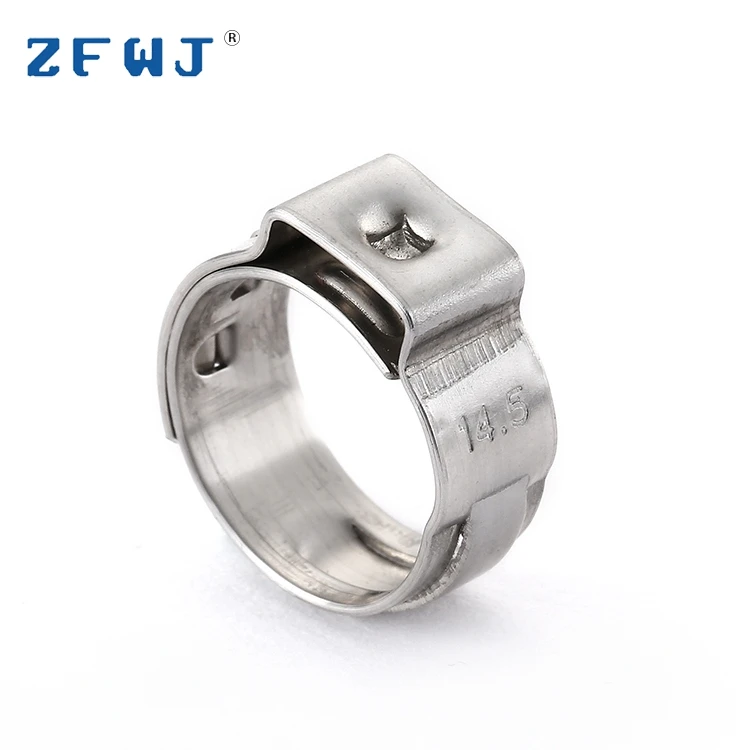 
11.9-12.8mm Factory wholesale zinc plated band 304 stainless steel single ear hose clamp 
