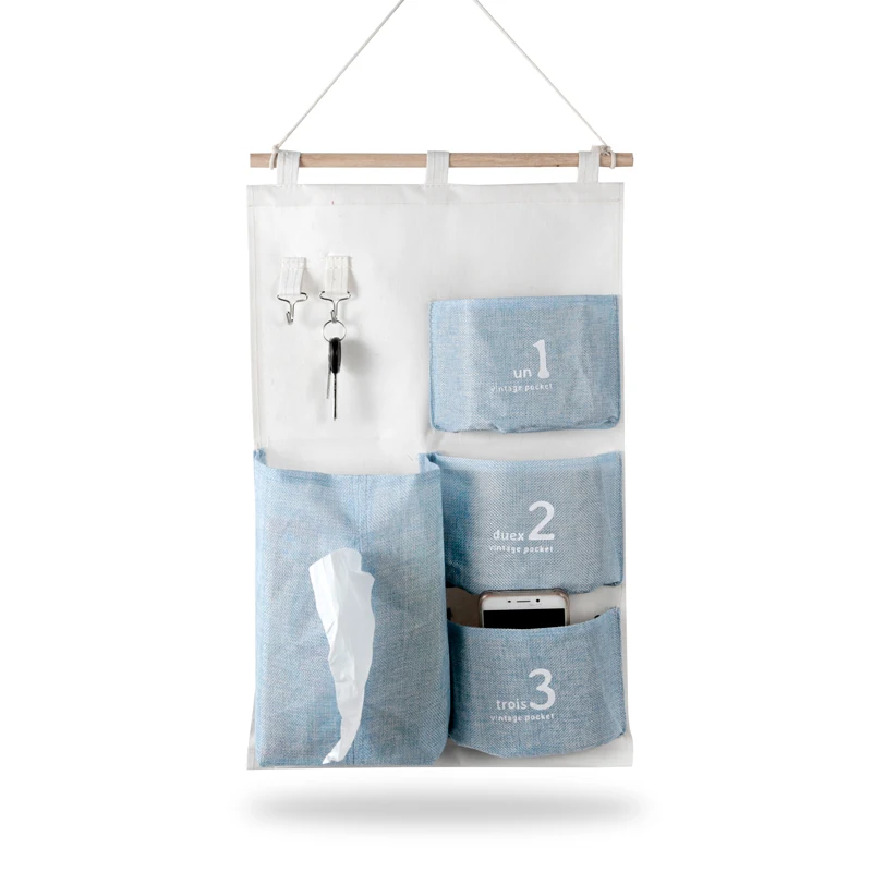 

Ebay Hot Selling Cotton Linen Door Tissue Hanging Bag, Customized