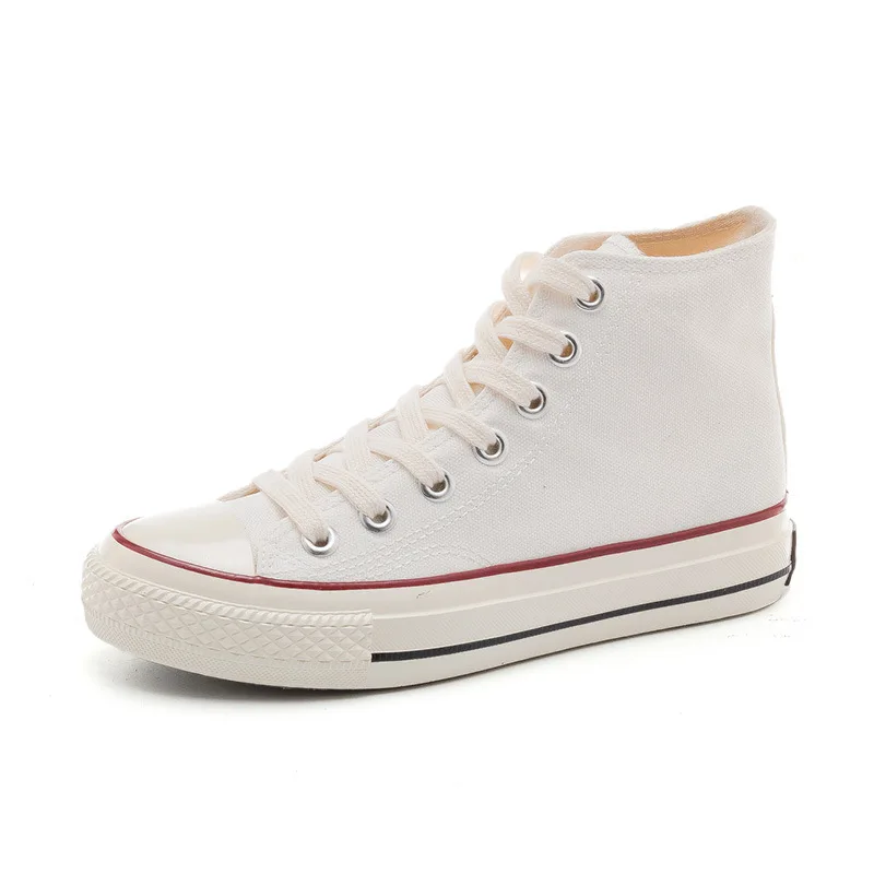 

Wholesale latest cheap lace up flat casual high top white mens shoes canvas sneakers