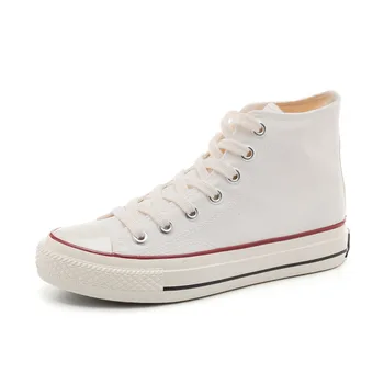 white lace up canvas sneakers