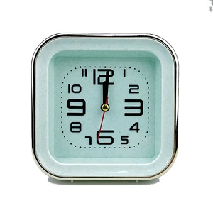 Image of Electric digital wall clock wooden alarm clock led green plastic square children alarm clock