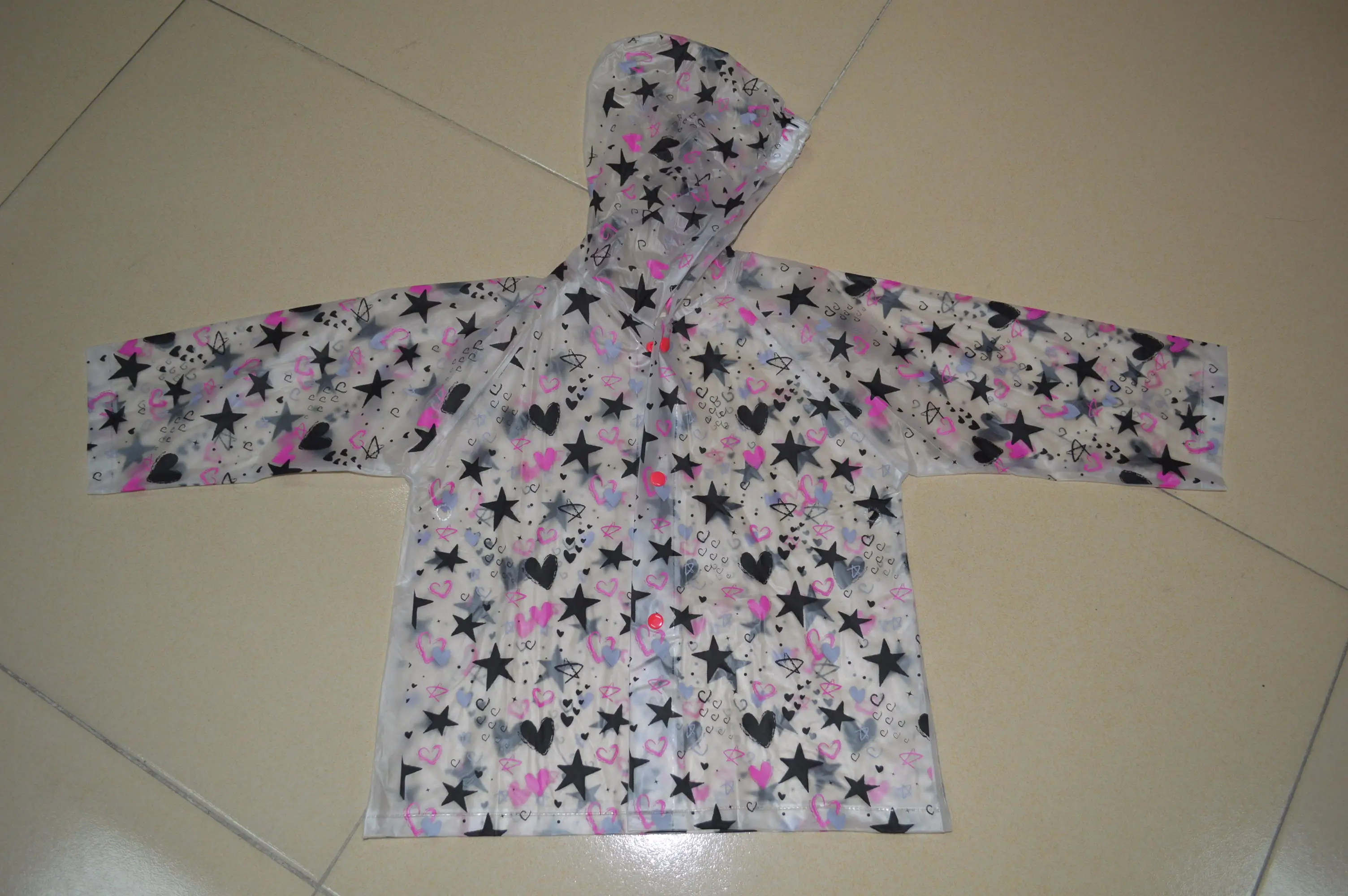 儿童pvc 遍布印花雨衣