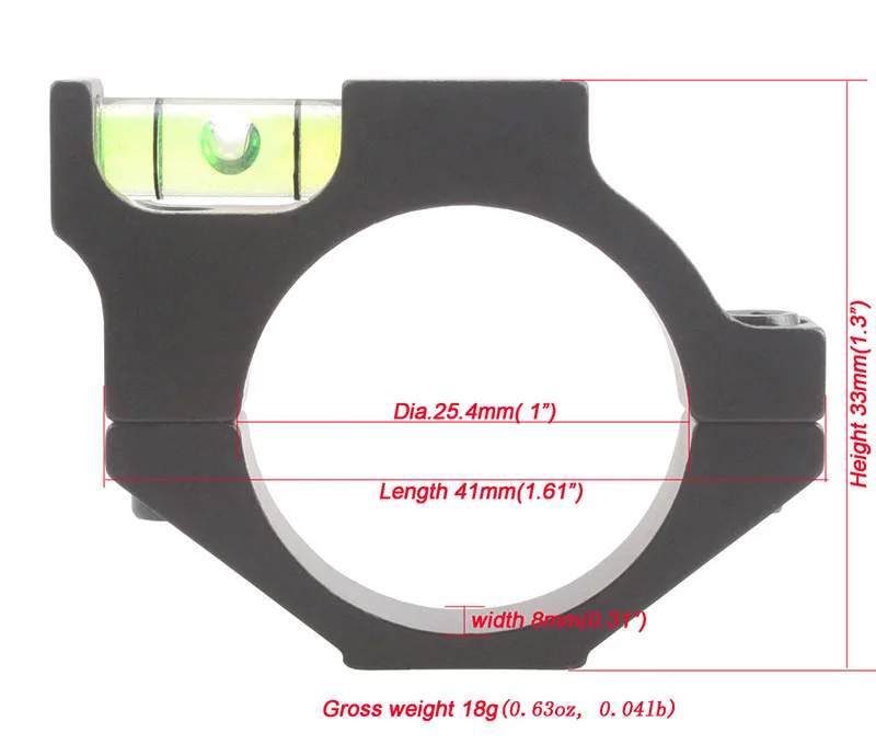 Vector Optics Aluminum Scope Mounted Spirit Level Bubble Level Mount with Anti Cant Device Gradienter for 25MM 1" Scope Tube