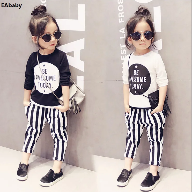 

Girls Clothing baby sports t shirt Korean jeans suit kids clothes girls for 2-7 year old, Picture