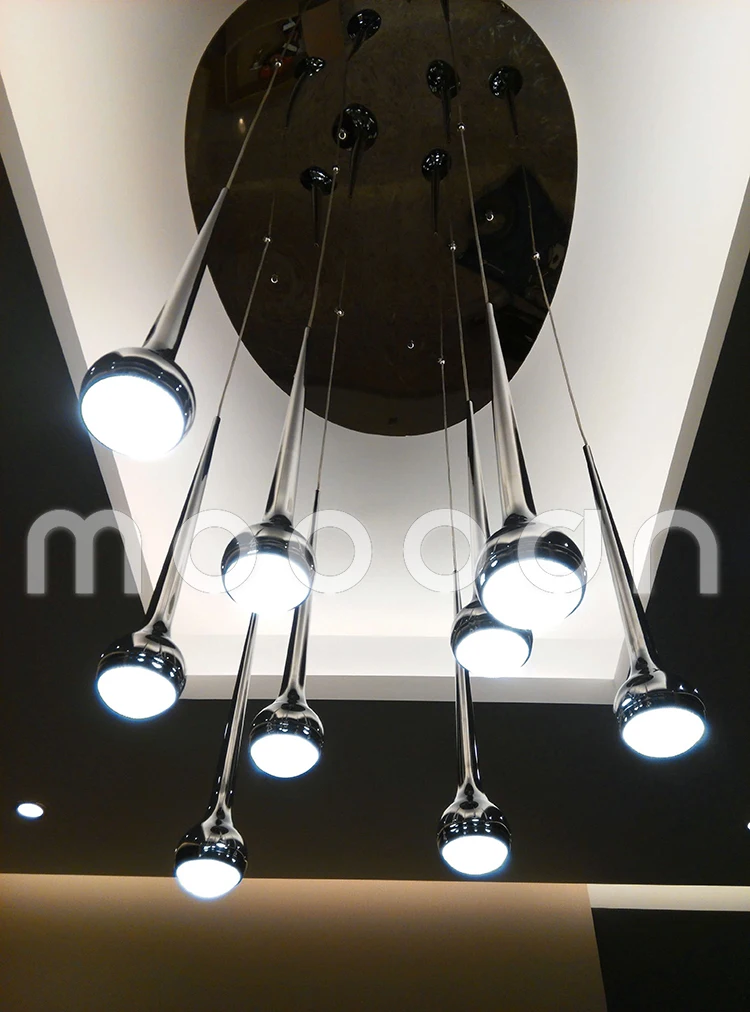 modern decorative black or chrome metal water drop 5W LED pendant light for dinning kitchen