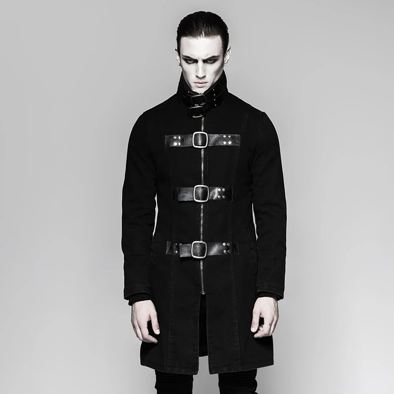 

Y-749 Heavy Punk Multiple Loops Plain Stylish Quilted Denim Jacket, Black