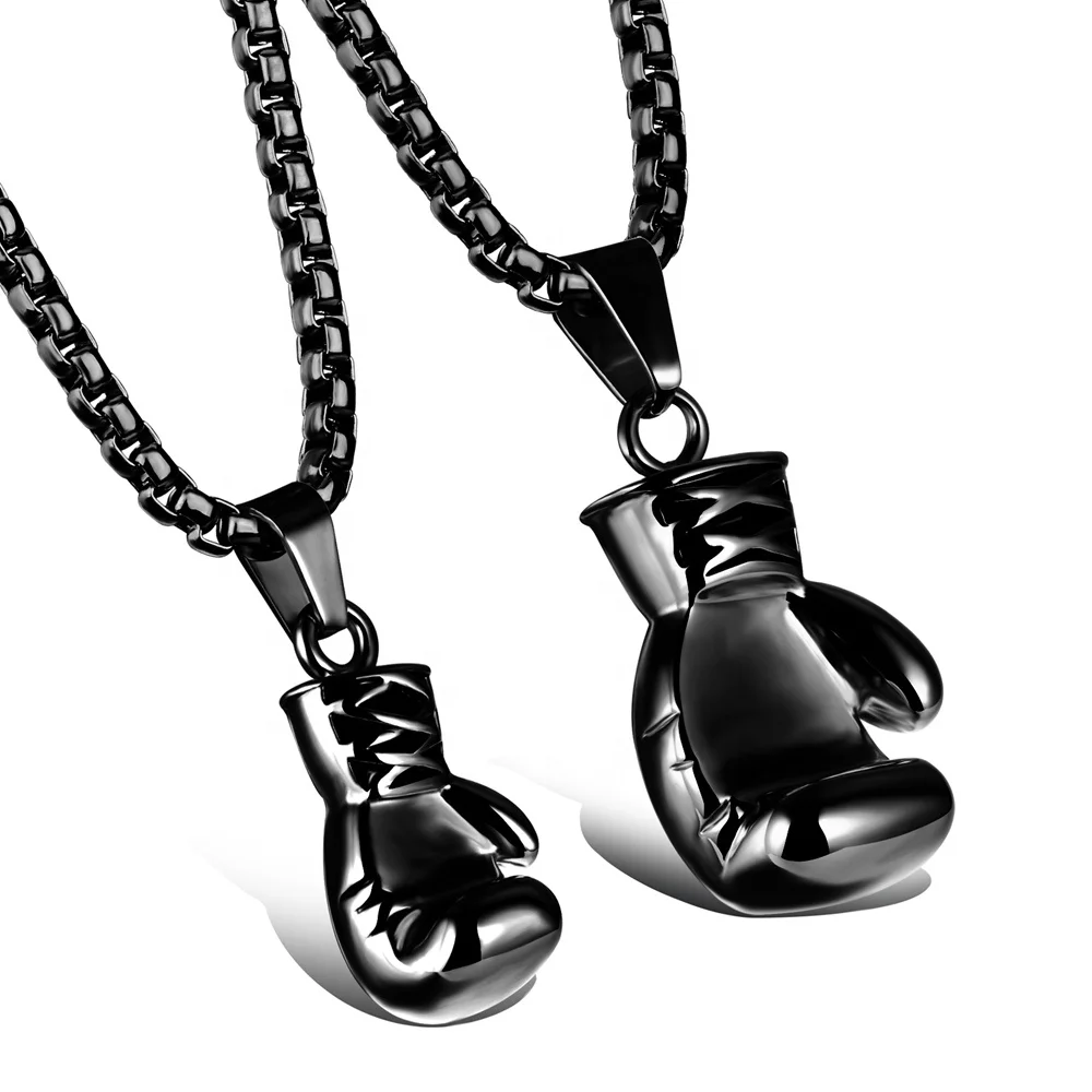 

Attractive Popular Trendy New Fashion Boxing Glove Black Mens Necklace, Gold/silver/black color