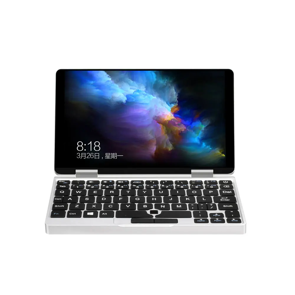 

hot sells 7 inch pocket notebook metal narrow border OGS backlit keyboard YOGA 360 degree rotation 2 in 1 tablet pc, Black;white