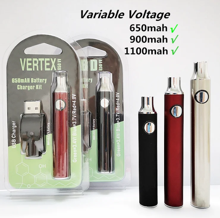 

portable vaporizer wax Vertex cbd kit vaporizer 650mah battery pen 510 thread, Black white silver blue red